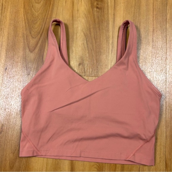 Lululemon Athletica Coral V-Neck Crop Top Size 8 - Picture 1 of 7